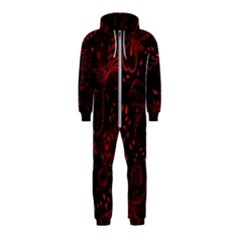 Seamless Dark Burgundy Red Seamless Tiny Florals Hooded Jumpsuit (kids)