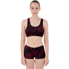Seamless Dark Burgundy Red Seamless Tiny Florals Work It Out Gym Set