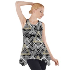 Retro Black And White Gold Design By Kiekiestrickland Side Drop Tank Tunic