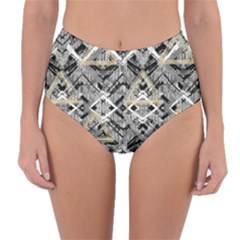 Retro Black And White Gold Design By Kiekiestrickland Reversible High-waist Bikini Bottoms