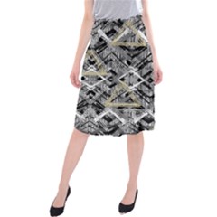 Retro Black And White Gold Design By Kiekiestrickland Midi Beach Skirt