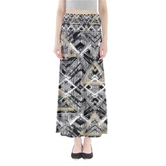 Retro Black And White Gold Design By Kiekiestrickland Full Length Maxi Skirt