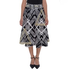 Retro Black And White Gold Design By Kiekiestrickland Perfect Length Midi Skirt by flipstylezfashionsLLC