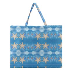 Adorably Cute Beach Party Starfish Design Zipper Large Tote Bag by flipstylezfashionsLLC