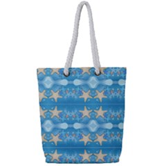 Adorably Cute Beach Party Starfish Design Full Print Rope Handle Tote (small)