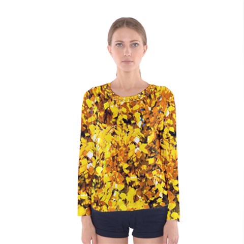 Birch Tree Yellow Leaves Women s Long Sleeve Tee by FunnyCow