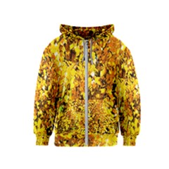 Birch Tree Yellow Leaves Kids  Zipper Hoodie by FunnyCow