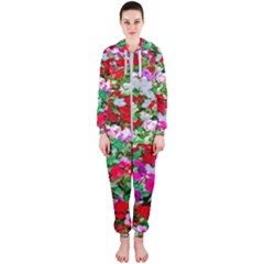 Colorful Petunia Flowers Hooded Jumpsuit (ladies)  by FunnyCow