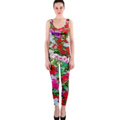 Colorful Petunia Flowers One Piece Catsuit by FunnyCow