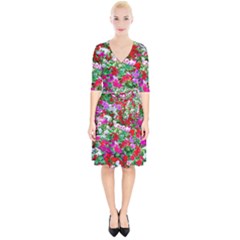 Colorful Petunia Flowers Wrap Up Cocktail Dress by FunnyCow