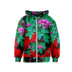 Bleeding Heart Flowers Kids  Zipper Hoodie by FunnyCow