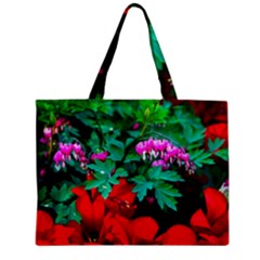 Bleeding Heart Flowers Zipper Mini Tote Bag by FunnyCow