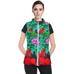 Bleeding Heart Flowers Women s Puffer Vest by FunnyCow