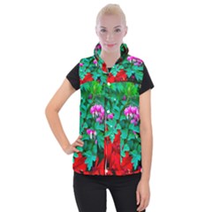Bleeding Heart Flowers Women s Button Up Vest by FunnyCow