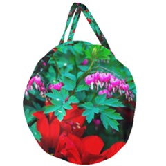 Bleeding Heart Flowers Giant Round Zipper Tote by FunnyCow