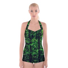 Emerald Forest Boyleg Halter Swimsuit 