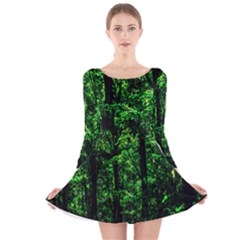 Emerald Forest Long Sleeve Velvet Skater Dress by FunnyCow