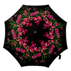 Pink Tulips Dark Background Hook Handle Umbrellas (medium) by FunnyCow