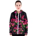 Pink Tulips Dark Background Women s Zipper Hoodie View1