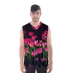 Pink Tulips Dark Background Men s Basketball Tank Top by FunnyCow