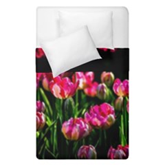 Pink Tulips Dark Background Duvet Cover Double Side (single Size) by FunnyCow