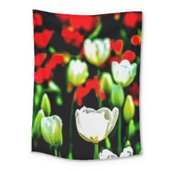 White And Red Sunlit Tulips Medium Tapestry by FunnyCow