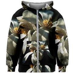 Two White Magnolia Flowers Kids Zipper Hoodie Without Drawstring by FunnyCow