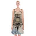 Awesome Creepy Skull With  Wings Spaghetti Strap Velvet Dress View1