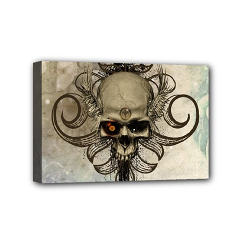 Awesome Creepy Skull With  Wings Mini Canvas 6  X 4  by FantasyWorld7