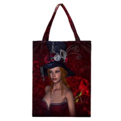 Beautiful Fantasy Women With Floral Elements Classic Tote Bag by FantasyWorld7