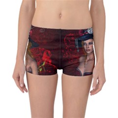 Beautiful Fantasy Women With Floral Elements Reversible Boyleg Bikini Bottoms by FantasyWorld7