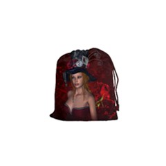 Beautiful Fantasy Women With Floral Elements Drawstring Pouches (xs)  by FantasyWorld7