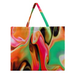 Catch The Waves Smoky Red Orange Haze  Zipper Large Tote Bag by flipstylezfashionsLLC