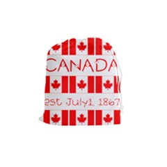 Canada Day Maple Leaf Canadian Flag Pattern Typography  Drawstring Pouches (medium)  by yoursparklingshop