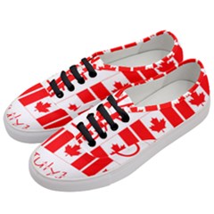 Canada Day Maple Leaf Canadian Flag Pattern Typography  Women s Classic Low Top Sneakers by yoursparklingshop