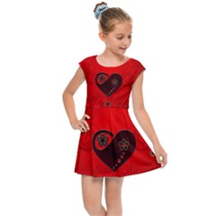 Wonderful Heart On Vintage Background Kids Cap Sleeve Dress by FantasyWorld7