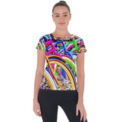 Colorful Bicycles In A Row Short Sleeve Sports Top  by FunnyCow