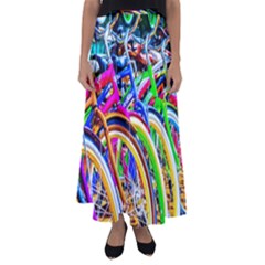 Colorful Bicycles In A Row Flared Maxi Skirt by FunnyCow
