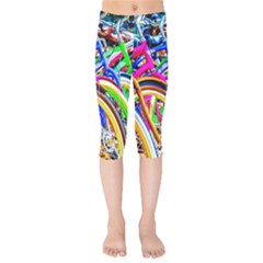 Colorful Bicycles In A Row Kids  Capri Leggings 