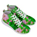 Green Birch Leaves, Pink Flowers Men s Lightweight High Top Sneakers View3