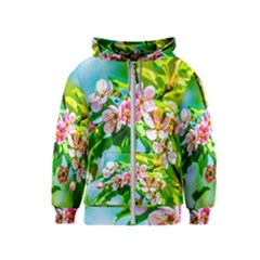 Crab Apple Flowers Kids  Zipper Hoodie by FunnyCow