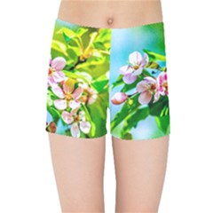 Crab Apple Flowers Kids Sports Shorts by FunnyCow
