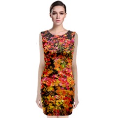 Orange, Yellow Cotoneaster Leaves In Autumn Classic Sleeveless Midi Dress by FunnyCow