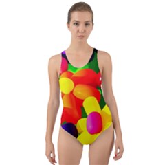 Toy Balloon Flowers Cut-Out Back One Piece Swimsuit