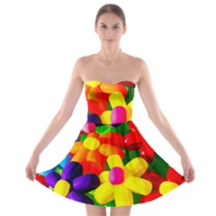 Toy Balloon Flowers Strapless Bra Top Dress by FunnyCow