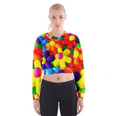 Toy Balloon Flowers Cropped Sweatshirt by FunnyCow