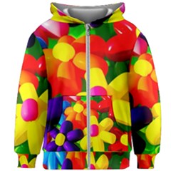 Toy Balloon Flowers Kids Zipper Hoodie Without Drawstring
