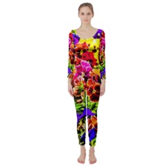 Viola Tricolor Flowers Long Sleeve Catsuit by FunnyCow