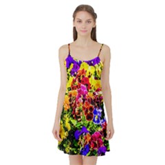 Viola Tricolor Flowers Satin Night Slip by FunnyCow