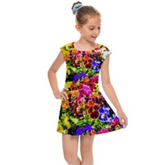 Viola Tricolor Flowers Kids Cap Sleeve Dress by FunnyCow